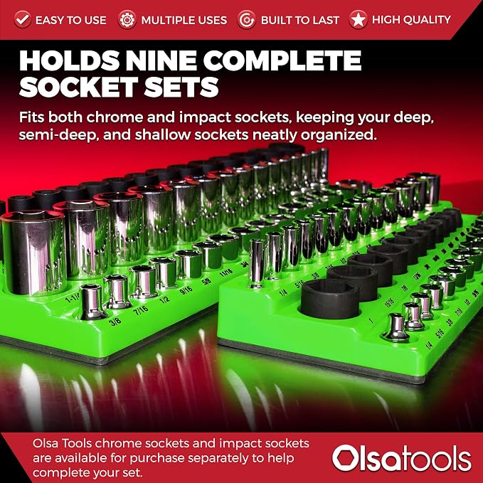 Olsa Tools Magnetic Socket Organizer | 3pc Socket Holder Kit | 1/2-Inch - Image 3