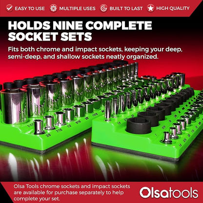 Olsa Tools Magnetic Socket Organizer | 3pc Socket Holder Kit | 1/2-Inch - Image 3