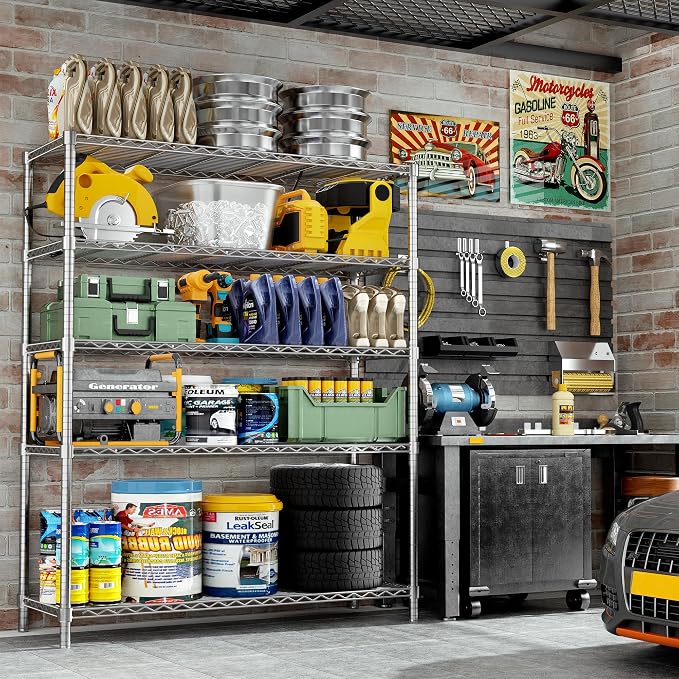 Storage Shelves Heavy Duty, 5-Tier Adjustable Metal Industrial Utility Shelf - Image 2