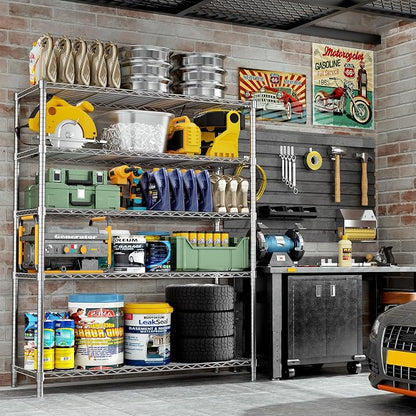 Storage Shelves Heavy Duty, 5-Tier Adjustable Metal Industrial Utility Shelf - Image 2