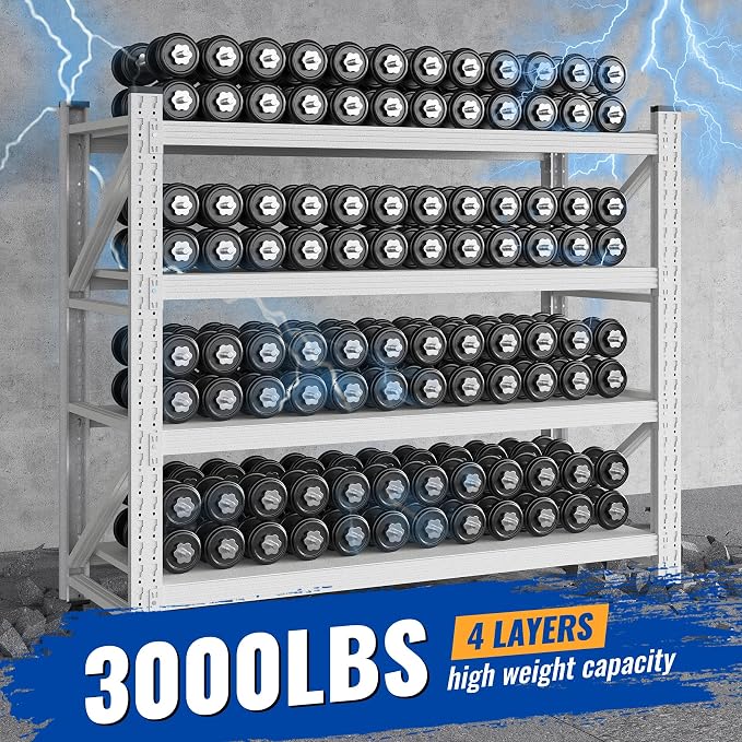 BYNSOE 48" W Storage Shelves 3000lbs Garage Metal Shelving Heavy Duty Garage - Image 4