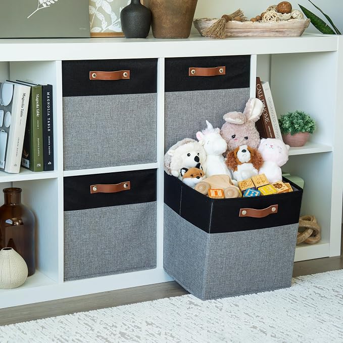 OrganiHaus 13" x 13" x 13" Cube Fabric Storage Bins Set of 4, Fabric Storage - Image 3