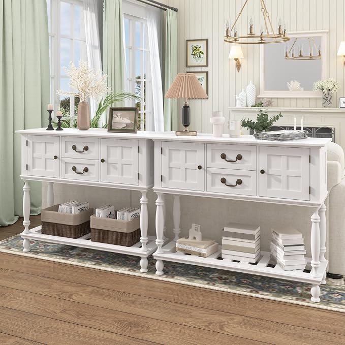Farmhouse Console Table with Storage, Narrow Entryway Table with 2 Drawers & 2 - Image 6