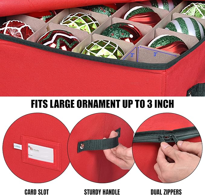 Christmas Ornament Storage Box, 4 Individual Trays Xmas Storage Container - Image 5