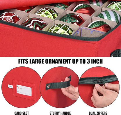 Christmas Ornament Storage Box, 4 Individual Trays Xmas Storage Container - Image 5