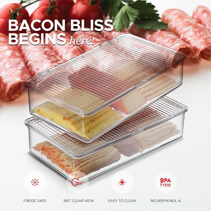 Tafura Bacon Container For Refrigerator Fridge Storage Organizer | Cheese & - Image 6