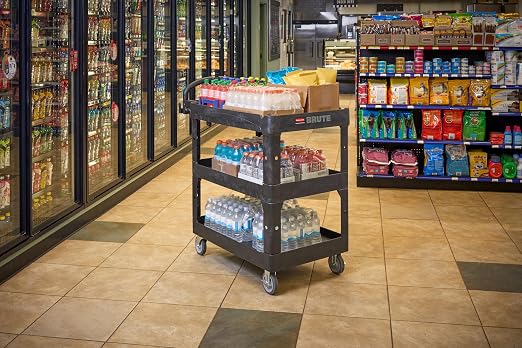 Rubbermaid Commercial Brute 3-Shelf Heavy-Duty Utility/Service Cart, High - Image 3