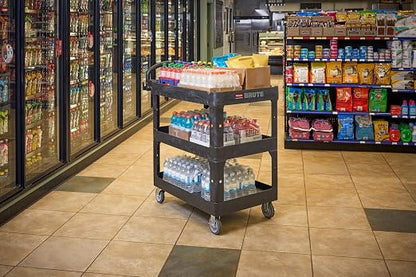 Rubbermaid Commercial Brute 3-Shelf Heavy-Duty Utility/Service Cart, High - Image 3