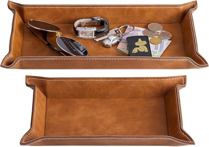 Navaris Faux Leather Valet Tray Set of 2 - Image 2