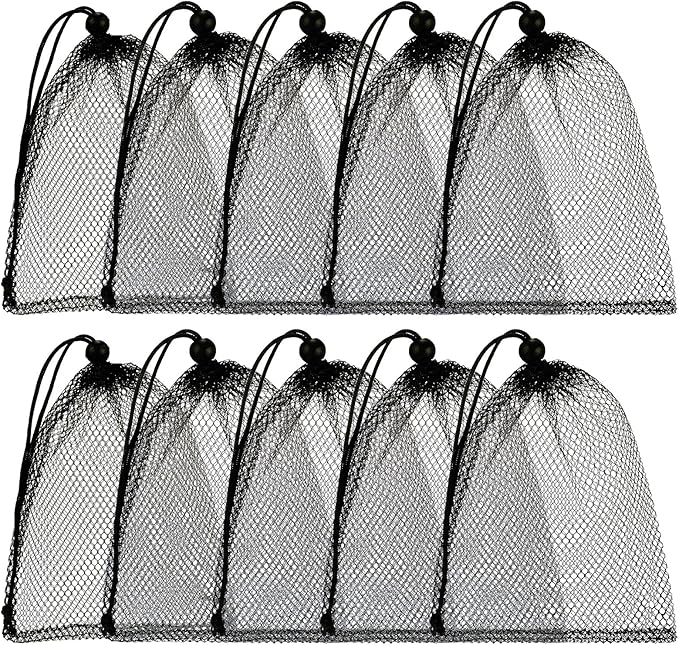 TecUnite 10 Pcs Mesh Bags Drawstring Laundry Bags Large Nylon Mesh Gift by TecUnite