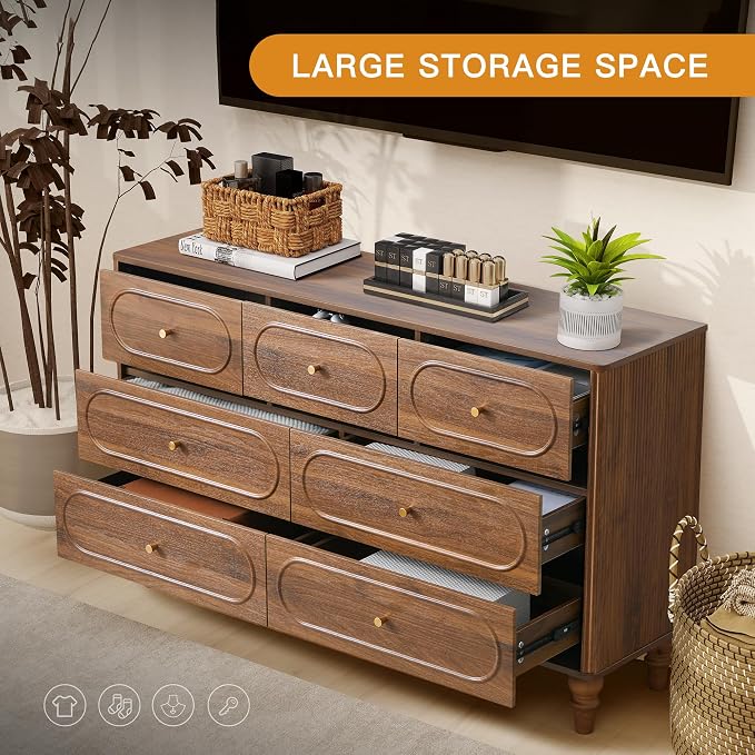 ORRD Fluted 7 Drawer Dresser for Bedroom, Modern Mid Century Chest of Drawers - Image 4