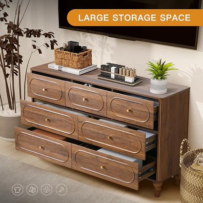 ORRD Fluted 7 Drawer Dresser for Bedroom, Modern Mid Century Chest of Drawers - Image 4