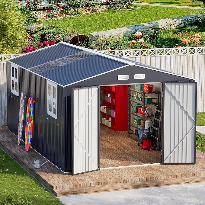 10x16 FT Metal Outdoor Storage Shed by WELYAS