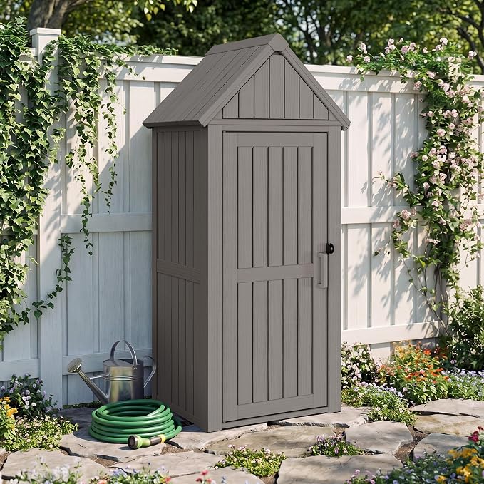 Bifanuo Deck Box Storage Shed Outdoor Storage Cabinet, Vertical Waterproof by Bifanuo