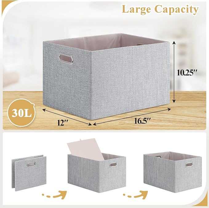 Posprica Closet Organizers and Storage, 4 Pack Large Linen Storage Bins - Image 4