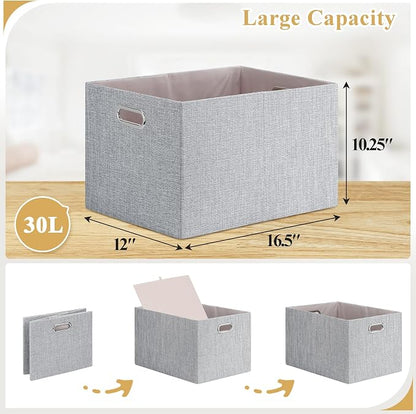 Posprica Closet Organizers and Storage, 4 Pack Large Linen Storage Bins - Image 4