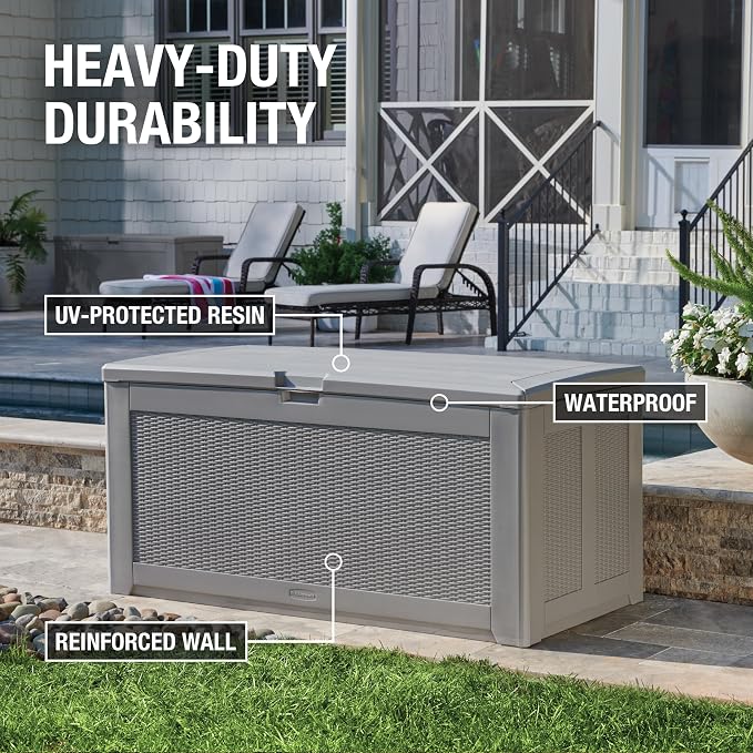 Rubbermaid Extra Large Resin Outdoor Storage Deck Box, Weather Resistant - Image 3