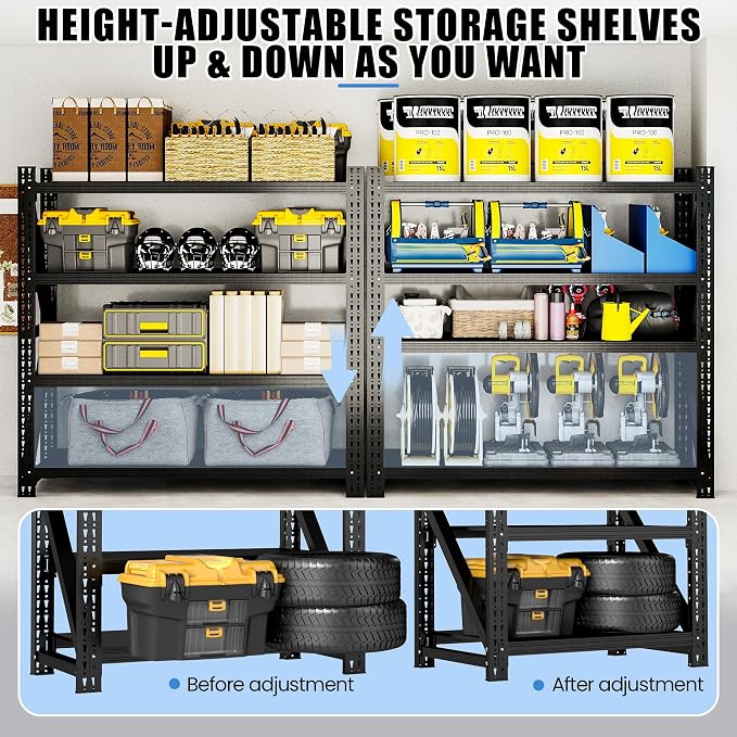 Heavy Duty Garage Storage Shelves 5000LBS Capacity, 4-Tier Large Industrial - Image 5