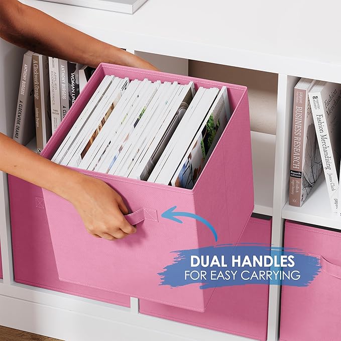 Storage Cubes - 11 Inch Cube Storage Bins. Fabric Cubby Organizer Baskets - Image 4