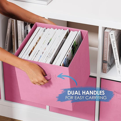Storage Cubes - 11 Inch Cube Storage Bins. Fabric Cubby Organizer Baskets - Image 4