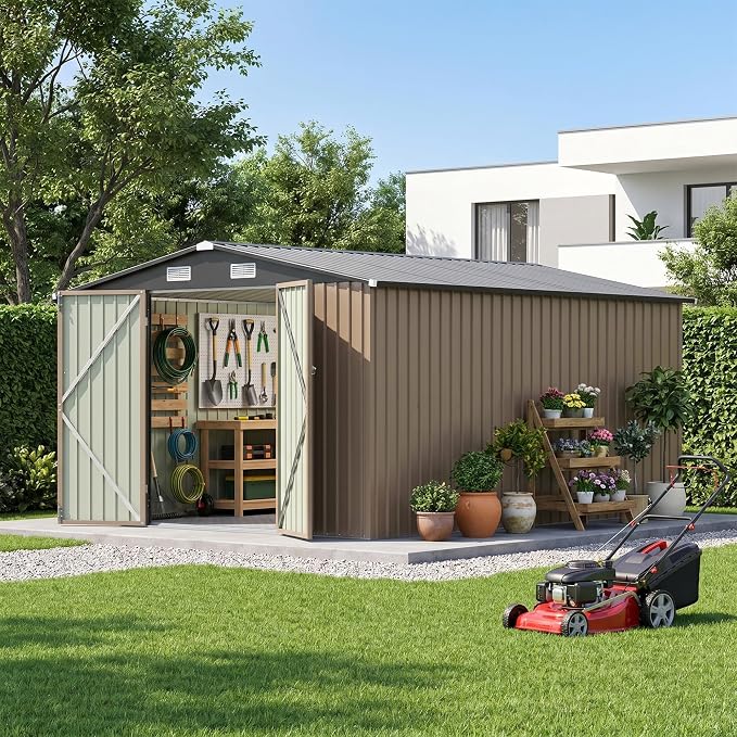 Patiowell 10x12 FT Metal Storage Shed, Heavy-Duty Outdoor Storage - Image 7