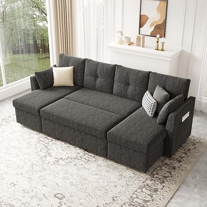 Huatean Home Oversized Sleeper Sofa Couch, 110 inch 2 in 1 Pullout Couch Bed - Image 2