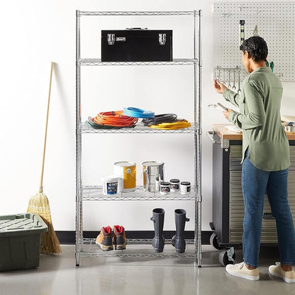 Amazon Basics 5-Shelf Adjustable Heavy Duty Steel Wire Rack Storage Shelving - Image 8