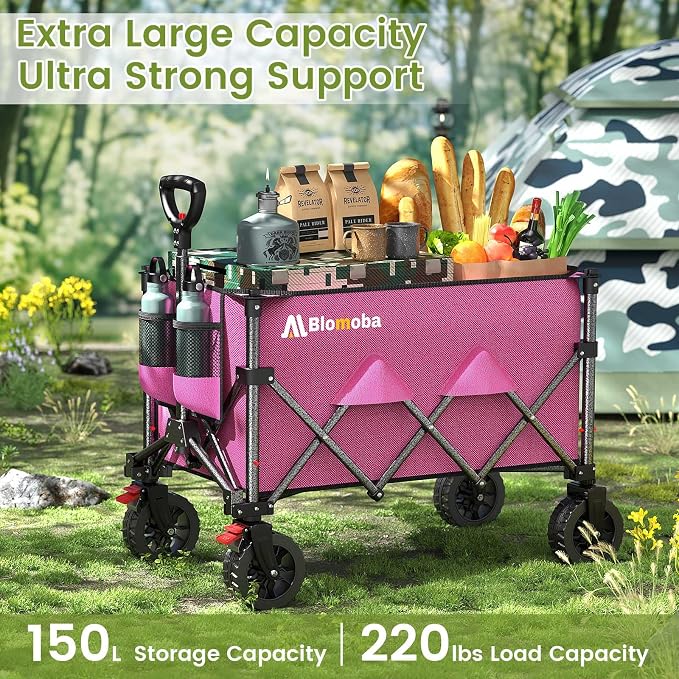 Blomoba Collapsible Wagon Cart, 150L Foldable Wagon - Image 4