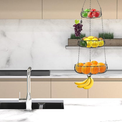 Simple Houseware Adjustable Metal Hanging Fruit Basket - Image 3