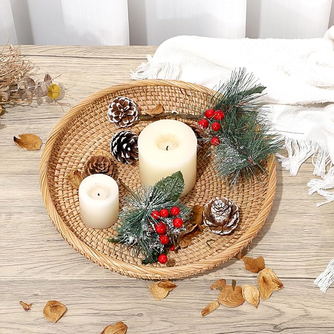 Hipiwe Round Key Basket Bowl for Entryway Table, 11.8" Large Rattan Tray - Image 8