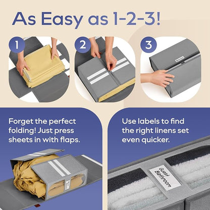 4x Bed Sheet Organizer Storage Boxes - Image 6