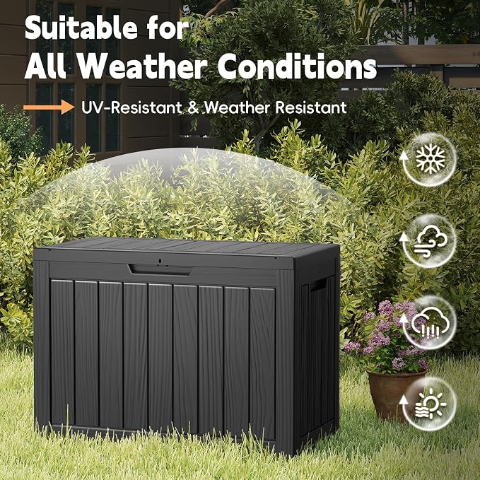 LubanNese Outdoor Storage Box, 50 Gallon Waterproof Resin Deck Box, Storage Bin - Image 5
