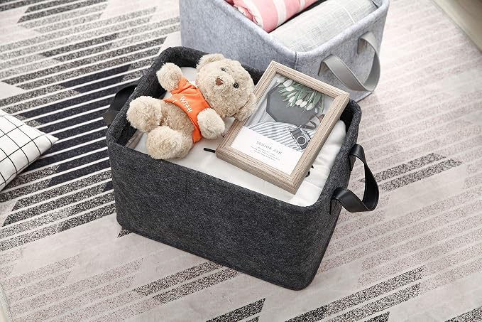 Collapsible Storage Bins Foldable Felt Fabric Storage Basket Organizer Boxes - Image 5