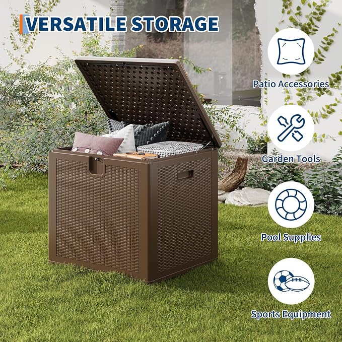 IDEALHOUSE 80 Gallon Resin Deck Box, Waterproof Outdoor Storage Box - Image 4