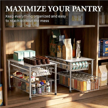 Simple Houseware Stackable 2 Tier Sliding Basket Organizer Drawer - Image 7