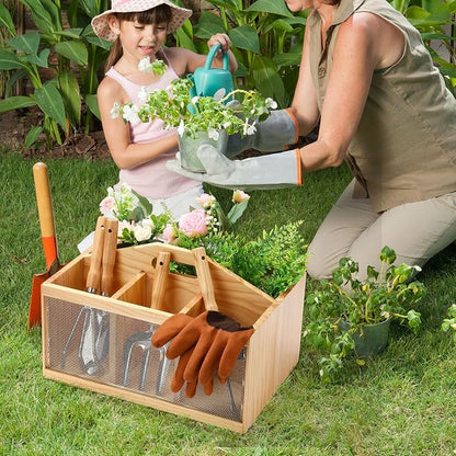 Teenyyou Garden Tool Organizer Wooden Garden Caddy - Image 5