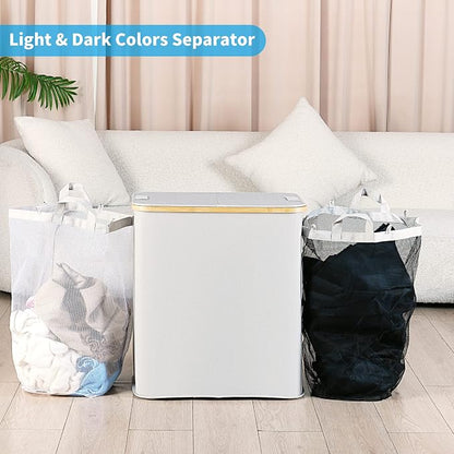 efluky Laundry Hamper with Lid, Double Laundry Hamper with 2 Removable Bags - Image 3