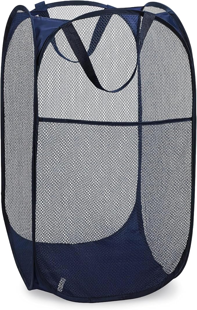 Handy Laundry Collapsible Mesh Foldable Hamper 14" x 14' x 24" Navy Blue by Handy+Laundry