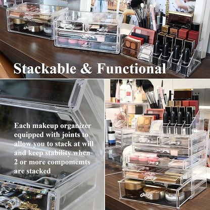 Sea Team 3-Layer Stackable Clear Makeup Organizer - Image 6