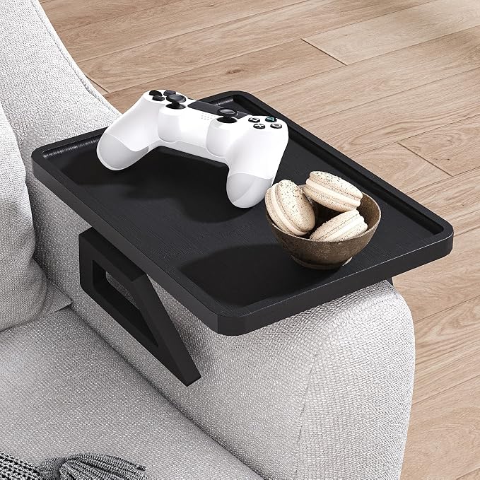 Couch Arm Tray, Bamboo Folding Sofa Tray, Sofa Armrest Trays Clip-On Couch Desk - Image 3