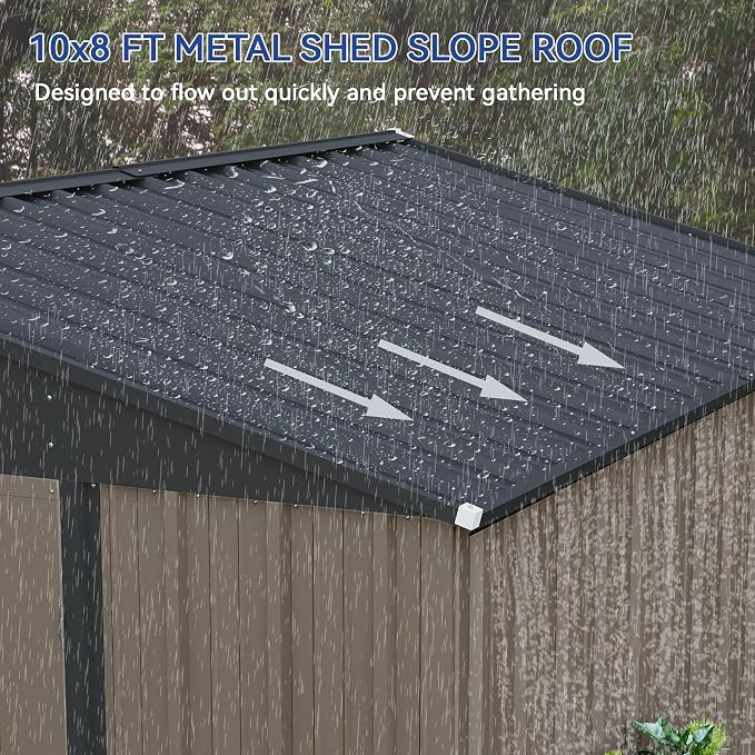Patiowell 10x8 FT Outdoor Storage Shed, Large Metal Tool Garden Sheds - Image 4