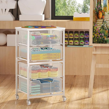 4-Drawer Rolling Storage Cart, Utility Cart - Image 2