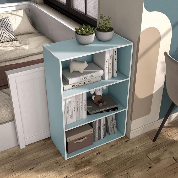 Homes: Inside + Out Apexa 3-Tier Cube Storage Organizer Shelves, Stackable Wood - Image 9