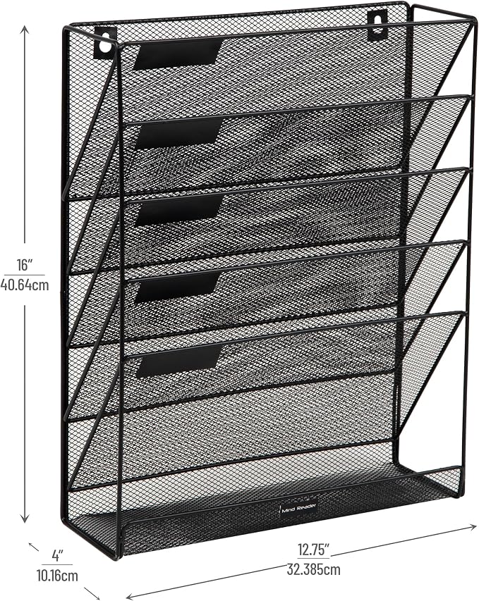 Mind Reader 5-Tier Vertical File Storage, Desktop Organizer, Wall Mount - Image 3