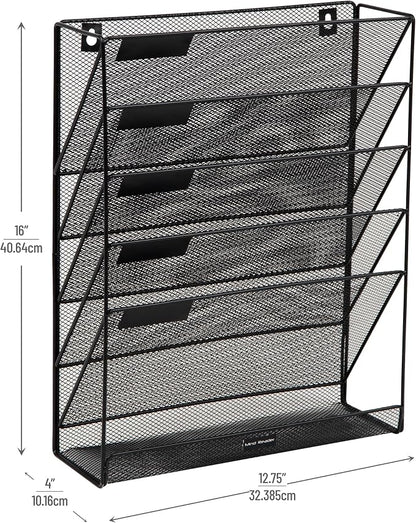 Mind Reader 5-Tier Vertical File Storage, Desktop Organizer, Wall Mount - Image 3