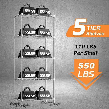 Storage Shelves, 21.3"W*11.8"D*58.5"H Kitchen Wire Shelving Unit Loads 550LBS - Image 4