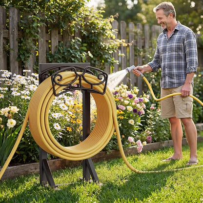 Garden Hose Holder Stand, Freestanding Metal Water Hose Storage Rack - Image 2
