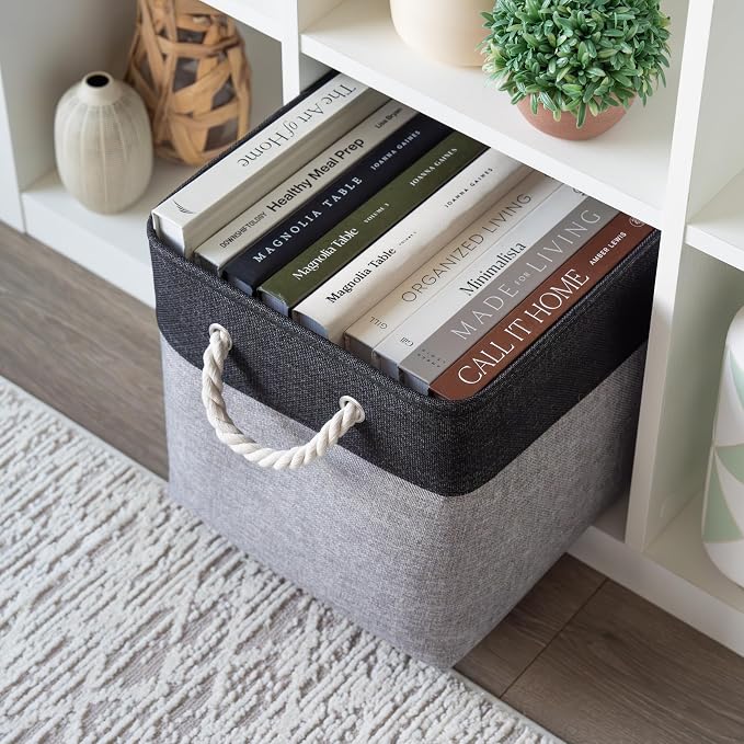 OrganiHaus 12x12 Cube Storage Bins 4 Pack, Foldable Cube Storage Organizer w/ - Image 4