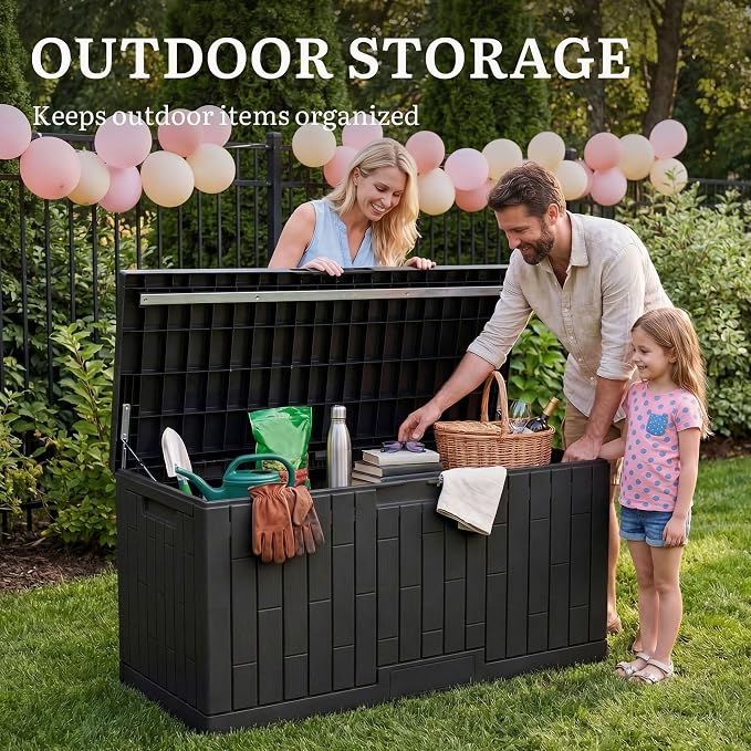 YITAHOME 120 Gallon Large Deck Box, Garden Tools, Pool Supplies, Easy Assembly - Image 3
