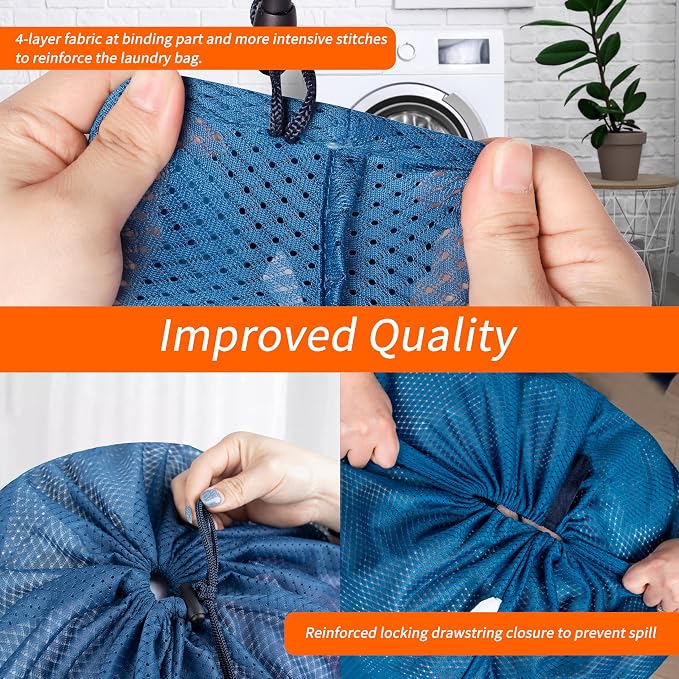 Polecasa Heavy Duty Diamond Mesh Laundry Bag, Machine Washable, Commercial Grade - Image 4